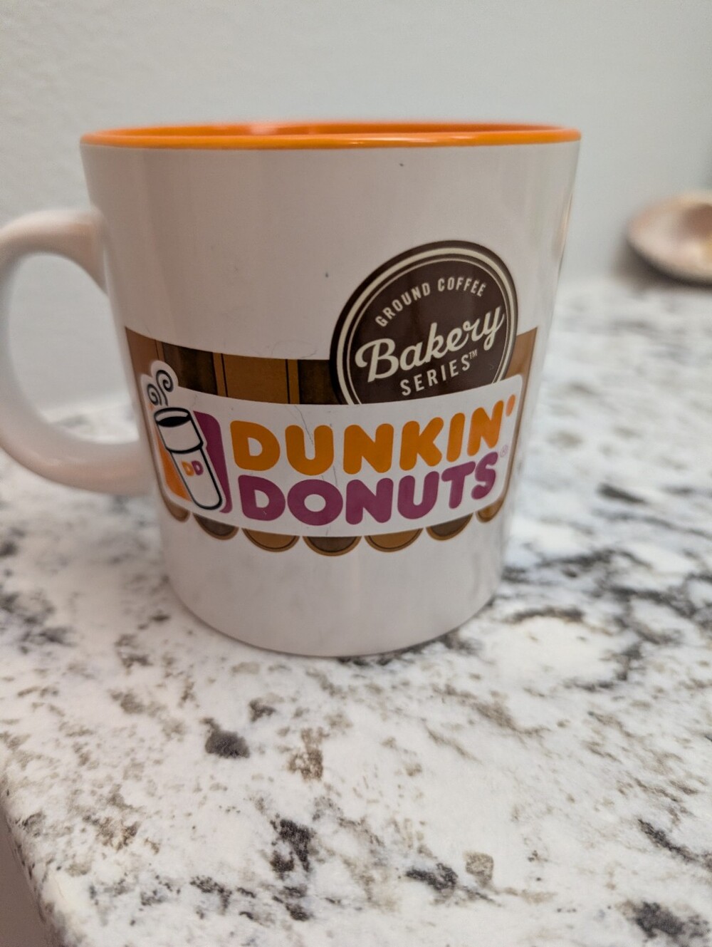 Orange & White Dunkin 2013 Bakery Series Ceramic Mug